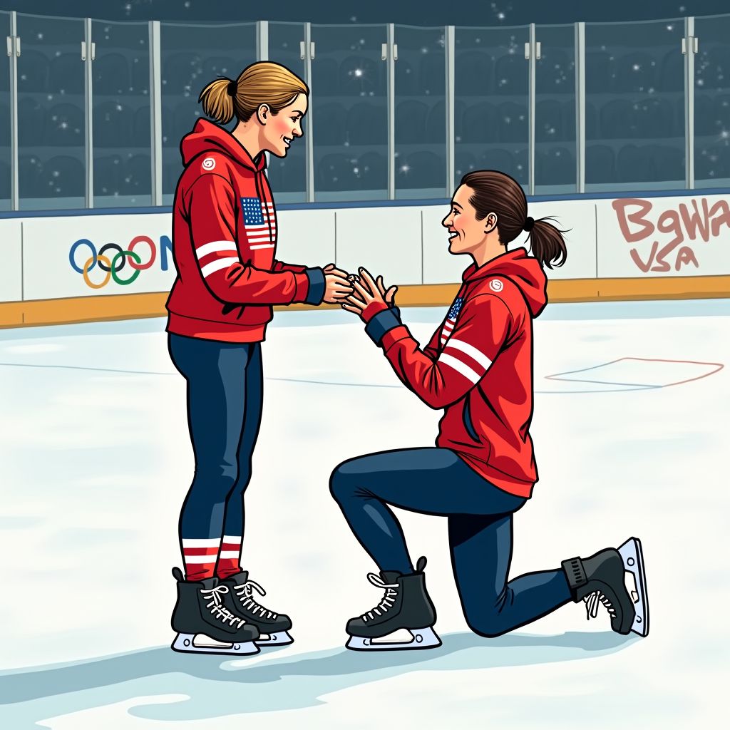 olympische verloving: hilary knight vraagt brittnay bowe ten huwelijk op het ijs